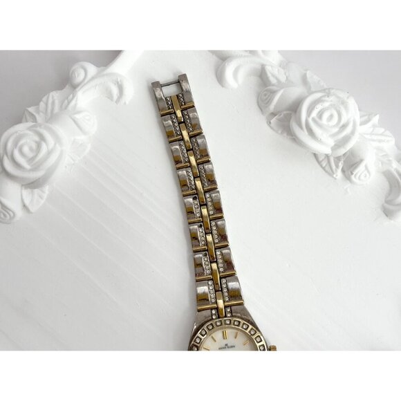 Anne Klein Dual Toned Rhinestone Accented Vintage Watch - 17mm - WORKS! - Picture 6 of 10